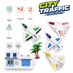 City Traffic Airport Play Set – 4 Fighter Jets & Airport Accessories Pack Of 11 Pcs (Airport-11)